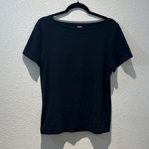 Rafaella Black Short Sleeve Scoop Neck Tee Size Large